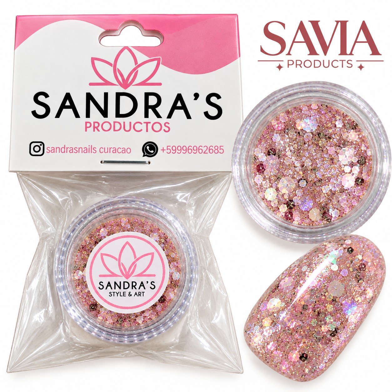 1791475978932.jpg SANDRA'S GLITTER ENCAPSULATING PINK/GOLD - Image 1